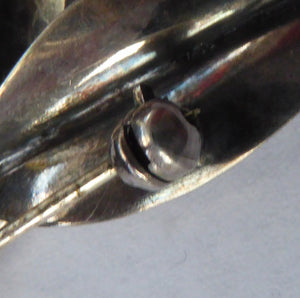 Stylish Scandinavian ANTON MICHELSEN Vintage 1950s Danish Silver Brooch. Signed AM below a Crown