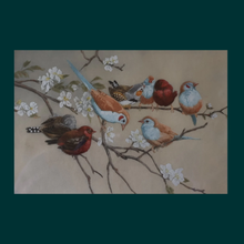 Load image into Gallery viewer, Pretty 1930s ORIGINAL Colour Etching of Little Birds Sitting on a Branch by Winifred Austen (1876 - 1964).  Pencil Signed
