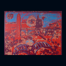Load image into Gallery viewer, SCOTTISH ART. Contemporary Original Pencil Signed Screenprint by Paul Furneaux. Demon on Calton Hill. Signed &amp; Dated 1987
