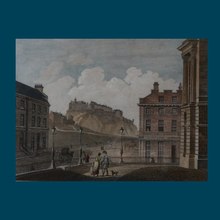 Load image into Gallery viewer, SCOTTISH ART. Georgian Engraving 1804 by James Fittler after John Claude Nattes, Edinburgh Castle from Registrar House. FRAMED
