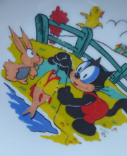 Load image into Gallery viewer, FELIX the CAT Shallow Bowl. RARE Vintage 1960s German Wintering Pottery Dish
