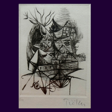 Load image into Gallery viewer, ORIGINAL 1940s SURREALIST German Etching by Heinz Trokes (1913 - 1977). Pencil Signed
