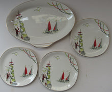 Load image into Gallery viewer, VERY RARE Vintage 1950s Meakin Fishing Pattern Plates: REGATTA PATTERN
