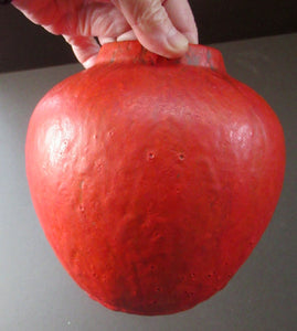 1960s West German Ruscha Vase with Scarlet Red Thick Volcano Glaze 