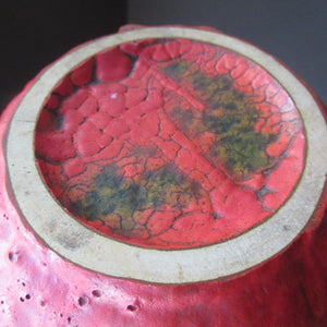1960s West German Ruscha Vase with Scarlet Red Thick Volcano Glaze 