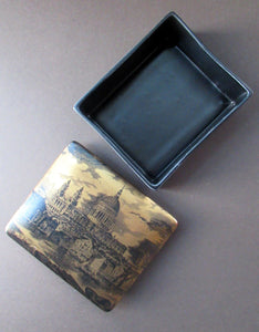 Early Portmeirion Ceramic Lidded Box with Gold Image of St Paul's Cathedral, London
