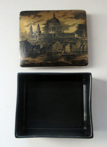 Early Portmeirion Ceramic Lidded Box with Gold Image of St Paul's Cathedral, London
