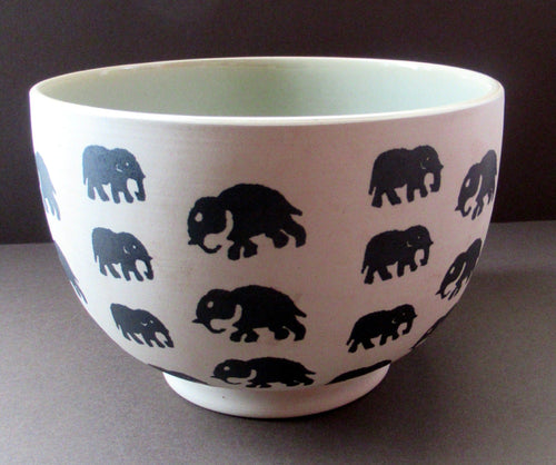 Scottish Anta Pottery Bowl Decorated with Stoneware Elephants