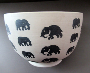 Scottish Anta Pottery Bowl Decorated with Stoneware Elephants