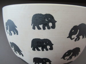 Scottish Anta Pottery Bowl Decorated with Stoneware Elephants