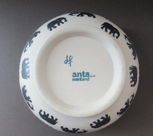 Scottish Anta Pottery Bowl Decorated with Stoneware Elephants