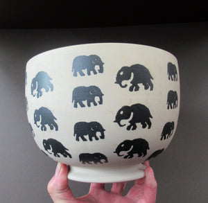 Scottish Anta Pottery Bowl Decorated with Stoneware Elephants