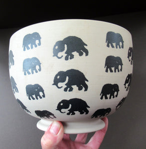Scottish Anta Pottery Bowl Decorated with Stoneware Elephants