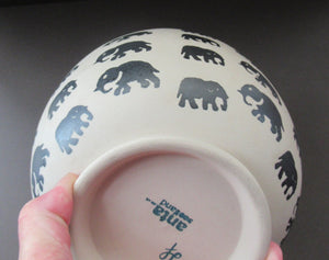 Scottish Anta Pottery Bowl Decorated with Stoneware Elephants