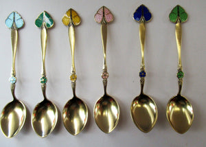 Set of Six Norwegian Silver Gilt Demitasse or Espresso Spoons