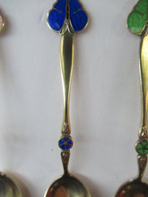 Load image into Gallery viewer, 1920s. Set of Six NORWEGIAN Silver Gilt &amp; Enamel BUTTERFLY Demitasse Spoons. Designed by Nils Hansen
