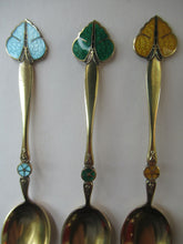 Load image into Gallery viewer, Set of Six Norwegian Silver Gilt Demitasse or Espresso Spoons
