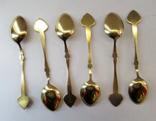 Load image into Gallery viewer, Set of Six Norwegian Silver Gilt Demitasse or Espresso Spoons
