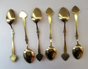 Set of Six Norwegian Silver Gilt Demitasse or Espresso Spoons