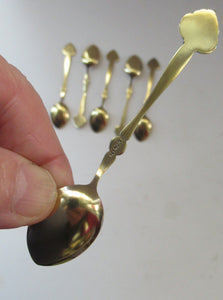 Set of Six Norwegian Silver Gilt Demitasse or Espresso Spoons