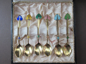 Set of Six Norwegian Silver Gilt Demitasse or Espresso Spoons