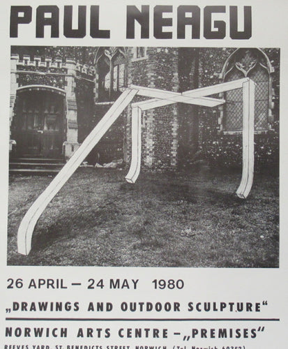 Pencil Signed 1980s Exhibition Poster: Paul Neagu Norwich