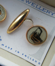 Load image into Gallery viewer, 1950s LYON BRAND Round Cufflinks with Dog&#39;s Head Decoration 
