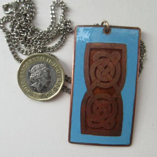 Vintage Scottish Jewellery John Leman Copper and Enamel Pendant
