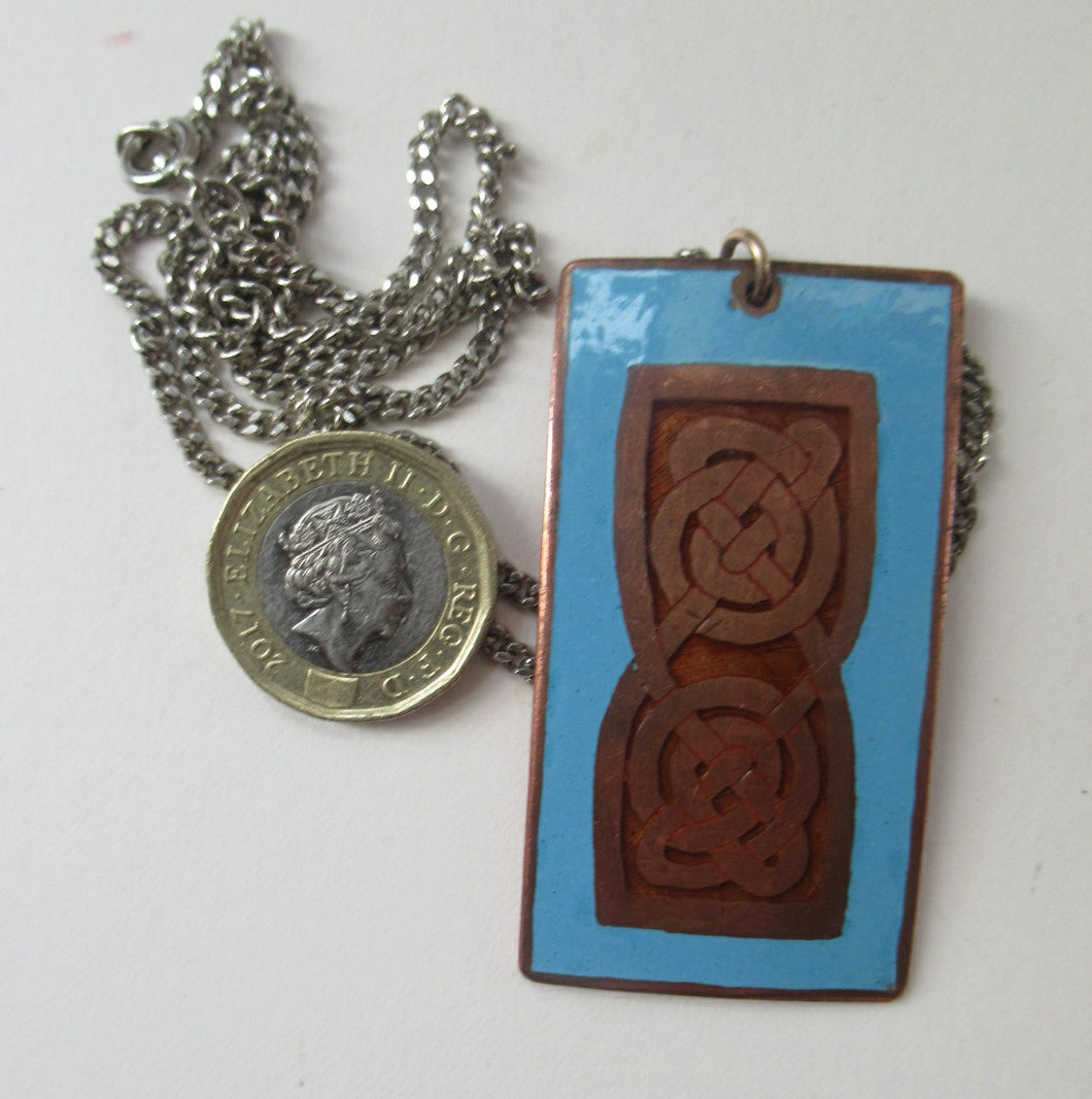 Vintage Scottish Jewellery John Leman Copper and Enamel Pendant