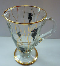 Load image into Gallery viewer, Set of SIX 1950s Cocktail Glasses Decorated with Seahorses. Plus Tall Glass Mixing Jug
