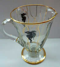 Load image into Gallery viewer, Set of SIX 1950s Cocktail Glasses Decorated with Seahorses. Plus Tall Glass Mixing Jug
