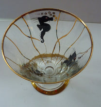 Load image into Gallery viewer, Set of SIX 1950s Cocktail Glasses Decorated with Seahorses. Plus Tall Glass Mixing Jug
