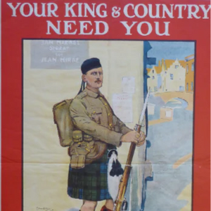 GENUINE Antique WWI Recruitment Poster. Published 1914. Wee Scrap O' Paper by Lawson Wood (1878 - 1957)