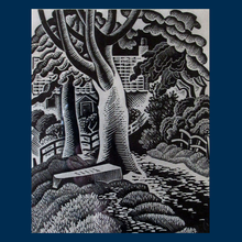 Load image into Gallery viewer, SCOTTISH ART. 1940s Art Deco Wood Engraving of St Andrews Woodland by Alison McKenzie (1907 - 1982)
