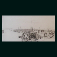 Load image into Gallery viewer, ORIGINAL ETCHING: William Lionel Wyllie (1851 – 1931) Herring Fishers at Fisherrow, Musselburgh Harbour. Pencil Signed; 1920s
