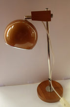 Load image into Gallery viewer, 1970s Desk Lamp Copper Ball Shade Rise and Fall Arm Eye Ball Shape
