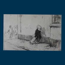 Load image into Gallery viewer, Cute Original Etching by EILEEN ALICE SOPER (1905 - 1990). Entitled Adversity.  Signed in Pencil
