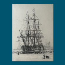 Load image into Gallery viewer, ORIGINAL ETCHING: William Lionel Wyllie (1851 – 1931) HMS Victory in Portsmouth Dockyard.  Pencil Signed
