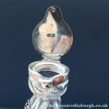 Load image into Gallery viewer, A/ ANTIQUE Edwardian WHISKY NOGGIN. Hallmarked 1907 Hukin and Heath Silver Mounts; with Cute Miniature Silver Whisky Label
