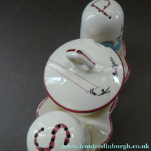 Load image into Gallery viewer, Fabulous 1950s Beswick CIRCUS PATTERN Ceramic Cruet Set and Stand
