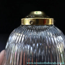 Load image into Gallery viewer, Fine Vintage HOLOPHANE Style Ribbed Glass Pendant Lamp Shade with Brass Hanging Fitment
