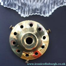 Load image into Gallery viewer, Fine Vintage HOLOPHANE Style Ribbed Glass Pendant Lamp Shade with Brass Hanging Fitment
