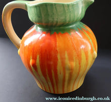 Load image into Gallery viewer, Large 1930s TUDOR Ceramics Art Deco Colourful Dripware Jug. Height 6 1/2 inches
