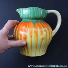 Load image into Gallery viewer, Large 1930s TUDOR Ceramics Art Deco Colourful Dripware Jug. Height 6 1/2 inches
