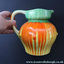 Load image into Gallery viewer, Large 1930s TUDOR Ceramics Art Deco Colourful Dripware Jug. Height 6 1/2 inches
