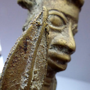 AFRICAN Benin Bronze, NIGERIA. Figurine / Sculpture of a Warrior Holding a Spear. 11 3/4 inches