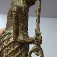 Load image into Gallery viewer, AFRICAN Benin Bronze, NIGERIA. Figurine / Sculpture of a Warrior Holding a Spear. 11 3/4 inches
