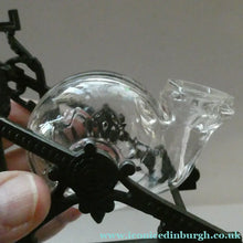 Load image into Gallery viewer, Aesthetic Movement. Antique Cast Iron Inkwell and Dip Pen Stand with Glass Snail Inkwell
