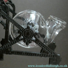 Load image into Gallery viewer, Aesthetic Movement. Antique Cast Iron Inkwell and Dip Pen Stand with Glass Snail Inkwell
