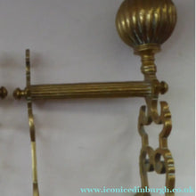 Load image into Gallery viewer, Aesthetic Movement Brass Fire Dogs or Antique Andirons with Large Ribbed Balls Finials
